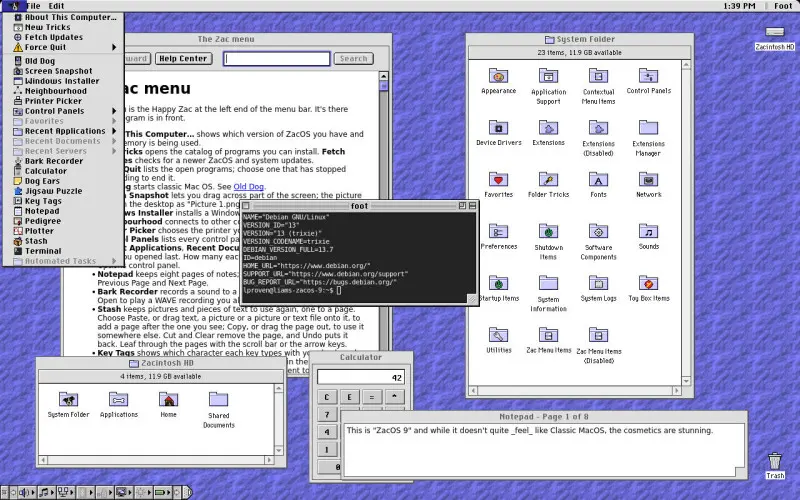 ZacOS 9 și Mavernix aduc estetica clasică Apple pe Linux